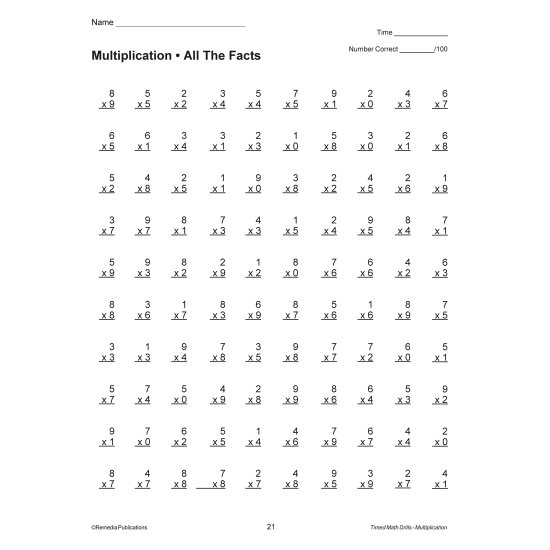 multiplication-timed-math-drills-ebook